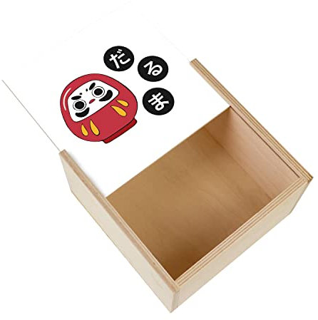 Fabulous Box aus Holz – Daruma Doll Glücksbringer Japan Asien Kultur (11 x 11 x 3,5 cm)