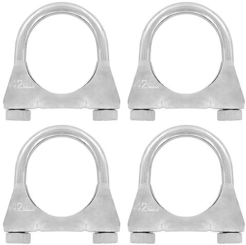 Grilindo 4er Set U Bügel Rohrschellen M8 x 42mm extrem belastbare Montageschellen aus verzinktem Stahl (Silber)