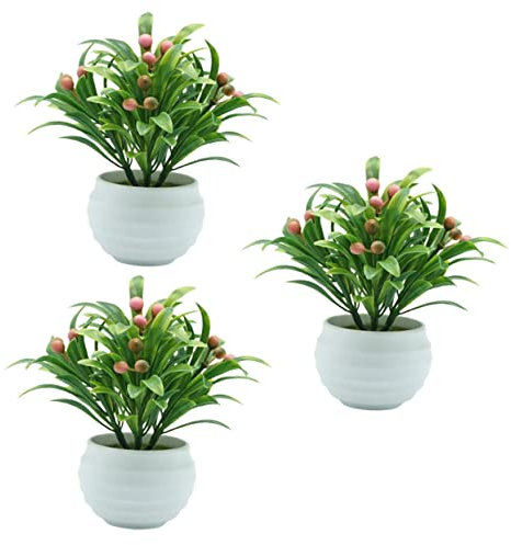 OFFSCH 3stücke Künstlicher Bonsai Als Pflanzendekoration Für Schreibtisch Realistisch Und Pflegeleicht Für Heim Und Büro