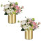 NUPTIO Vase Fleur Centre de Table: 2 Pièces 13cm Mariage Vase Doré Artificielle Table Petit Métal Fleuri Rose Cylindre Salle à Manger Deco Salon Fete Modern Esthétique Decoration
