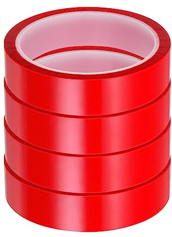 QUARKZMAN 4 Rollen Hitze Klebeband Hohe Temperatur Hitzebeständig Klebeband 20mmx33m(108ft) Sublimierung Thermisch Wärme Transferband für Sublimierung Presse Keine Rückstände Rot