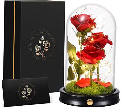 Abaodam Dekorative Tischlampe Led-schreibtischleuchte Seidenrosengeschenk Rosafarbene Tischlampe Dekorative Schreibtischlampe Rosafarbenes Led-licht Rose Schreibtischlampe Base Moos