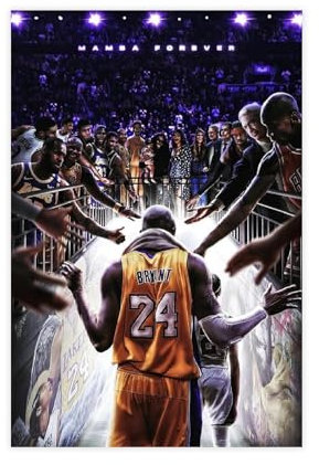 Kobe Poster Bryant Poster Basketball 1 Leinwand Poster Wandkunst Dekor Druck Bild Gemälde für Wohnzimmer Schlafzimmer Dekoration ungerahmt: 40 x 60 cm