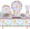 FAELNK 101 Stück Fee Partygeschirr Kindergeburtstag Set Schmetterling & Fee Partygeschirr Set Feen Geburtstag Deko Geburtstagsteller Tischdecke Pappbecher Strohhalme Servietten für 20 Gäste
