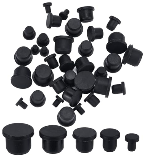 GORGECRAFT 40PCS 5 Sizes Black Silicone Bottle Stopper Tube Seal Plug 4/7.5/9.5/11.5/13.5mm Salt and Pepper Shakers Stopper Replacement Insert Hole Plug End Covers for Bottles Pipes Flower Pots