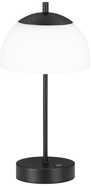 easy! BY FHL! | Kabellose Dimmbare LED Tischlampe Mit Akku | Helligkeit Stufenlos Einstellbar Per Sensorschalter | Farbwechsel 3 Stufen (Sandschwarz/Glas opal matt)