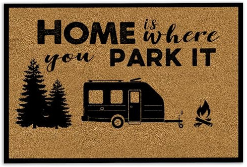 Camping Door Mat Camper Camping RV Indoor Outdoor Home Is Where You Park It Welcome Non-Slip Mats Funny Doormat Bathroom Kitchen Front Porch Rugs Entrance 16 * 24in/40 * 60cm