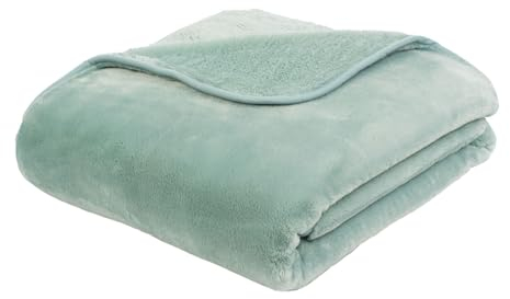liebling Kuscheldecke Cashmere Feeling 180 x 220 cm, Aqua, Premium Sofa Decke, Dicke warme Wohndecke, 500 gr. / m²