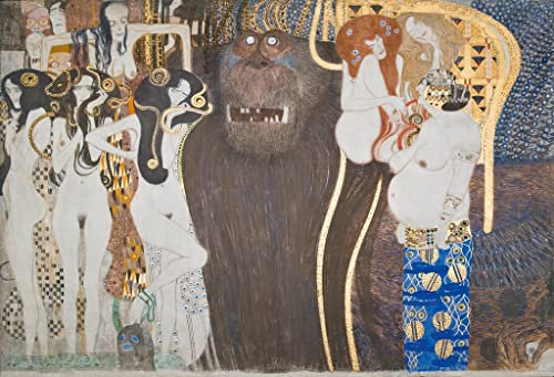 GerRit Gustav Klimt Leinwandbilder, Poster, 58 x 90 cm, ohne Rahmen, Beethoven Fries die Sehnsucht nach dem Glück, ohne Rahmen