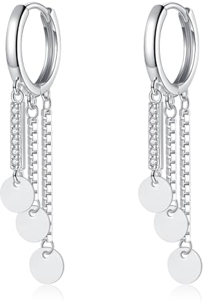 Loutade 925 Sterling Silber Ohrringe Hängend - Minimalistisch Quaste Dot Kette Creolen Mit Anhänger - Knorpel Schlafen Baumeln