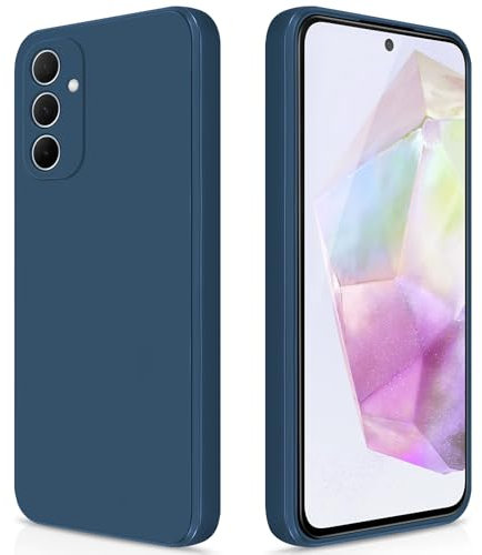 GiiYoon Cover per Samsung Galaxy A35 5G Custodia in Silicone, Custodia Antiurto Case Sottile in Silicone TPU con Strato Interno in Fibra e Protezione della Fotocamera, Blu