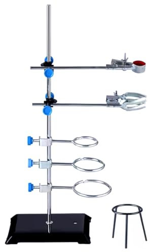 Laborständer Support Set Premium Eisen Material Laborständer und Klemmen Set zum Fixieren von Laborware Gusseisen Basis+Eisen Rod+Retort Ring+Eisen Stativ+Kolben Klemmen+Bürette Klemmen und Kreuzklemm