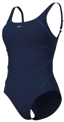 Arena Damen Jewel R One Piece Swimsuit, Navy-Green Blue, 44 EU