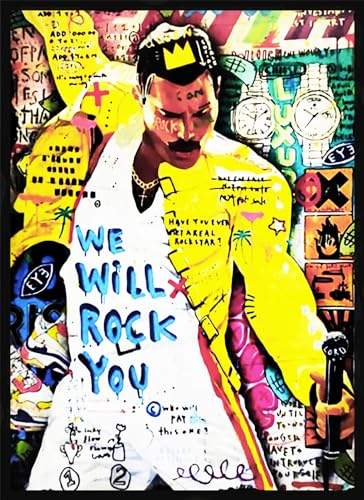 KUSTOM ART Dekoratives Poster für die Wand, große Rockstars, Musik, Freddy Mercury, Pop-Art, Kunstdruck auf beschichtetem Papier, 40 x 30 cm, ohne Rahmen