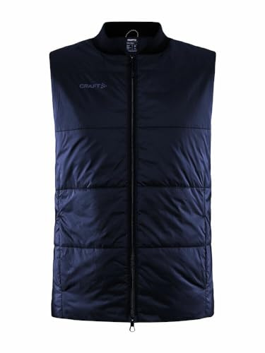 Craft CORE LIGHT PADDED VEST | Herren Weste S | Blaze |Wärmende Weste mit leichter Wattierung | Laufweste Herren aus recyceltem Polyester | Ripstrikkragen | Reißverschlusstaschen | Steppweste Herren