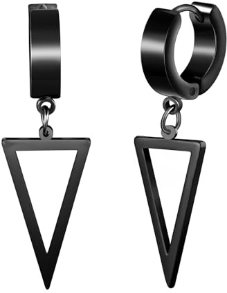 Yumilok Herren Damen Creolen Ohrringe Edelstahl Silber Geometrisch Dreieck Dangle Drop Ohrringe Ohrstecker Piercing Ohrhänger Hoop Ohrring
