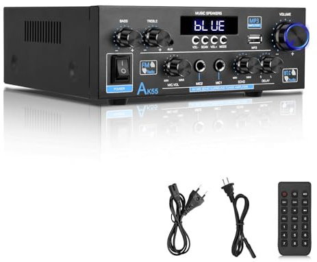 KKMOL Amplificatore HiFi, AK55 Stereo Amplificatore Mini Bluetooth 5.0 Radio Audio Amplificatore Ricevitore 70W X 2 Audio Amplifier Digital Amplifier Amplifier Amplifier Amplificatore con USB, SD Card