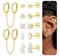 JeweBella 6 Paar Ohrringe Gold Set für Damen Mädchen Helix Piercings Chirurgenstahl Piercing Ohr Hypoallergen 14K Vergoldet Medizinische Ohrstecker Creolen mit Kette Knorpel Ohrringe Set Silber/Gold