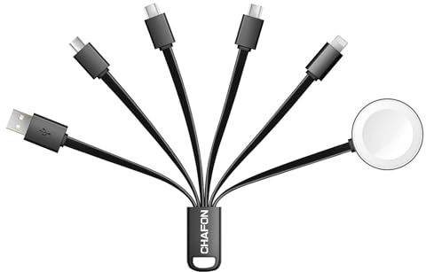 CHAFON Multi Charging Cable Short, 6 in 1 Multiple USB Charger Cord Adapter Type C Micro USB Port Connectors Compatible with Cell Phones/Tablets/iWatch/Portable Charger