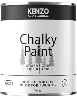 Contura KenzoPaints Kreidefarbe Möbel Farbe 750ml. Trend Farbtöne 2025 Möbellack Holz- Lack Shabby Chic Matt (White, 750ml.)