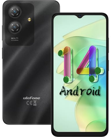 Ulefone Note 21 Handy Ohne Vertrag Android 14, 8GB+128GB/1TB TF, 6.56 HD+ 90Hz, 5000mAh Smartphone Ohne Vertrag Günstig,13MP+8MP, 4G Dual SIM Handys, Face ID/Fingerabdruck/GPS/OTG-Schwarz