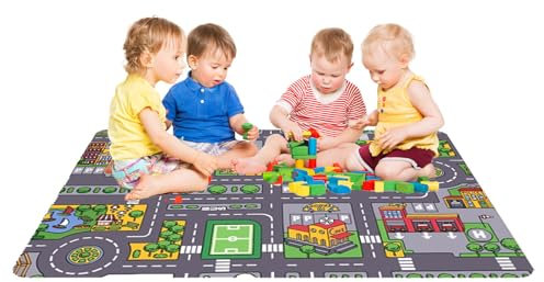 Kinderteppich Playmat, Verkehrsteppich, Kinderteppich, helle Kinderteppich für Wohnzimmer, Schlafzimmer, Kinderzimmer, Spielzimmer