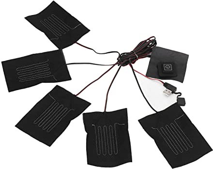 5 in 1, Elektrische Weste, Stoff-Heizkissen, 3 Gänge, Temperatur, USB-Heizung, Wasserdichte Verbundfaserheizung