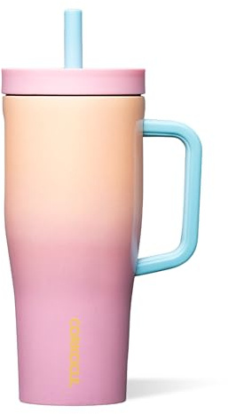 Corkcicle Cruiser Insulated Tumbler with Handle & Straw, Lover, 22 oz – 100% Leakproof Cupholder Friendly Water Bottle Keeps Drinks Cold 20hrs