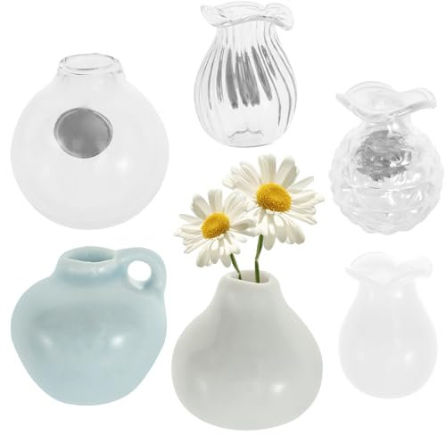 Mini Vasenmagnete,Einzigartige handgemachte Keramik Blumenvase Magnete, Kleine niedliche Kühlschrank Glas Vase Magnete für Küche, Büro Dekoration(6PCS)