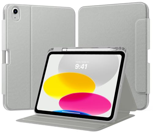 TiMOVO Hülle für iPad A16 11. Gen 11 &10. Gen 10,9, Silber | Stifthalter, Folio-Schutzhülle, Mehrwinklige Ansicht
