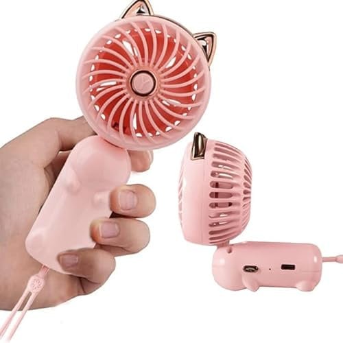 Bobety Mini Handheld Fan,Portable USB Rechargeable Fan,Cute Personal Small Electric Fan,3 Speeds Foldable, for Girls/Women/Kids Outdoor Travel (Pink)