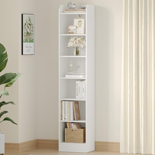 Hzuaneri Bücherregal Standregal, 7-stöckiges Holz, 24 x 30 x 198 cm Weiß | Standregal, Aufbewahrungsregal, Sammlerregal, verstellbare Paneele, für Wohnzimmer Büro, BC07913X