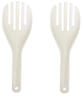 2 espátulas grandes de plástico para paletas de arroz, tamaño grande, color blanco, con forma de tenedor, cucharas de servir, para servir arroz y patatas de 27 cm de largo