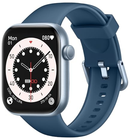 Smartwatch Damen Herren, 1,85 HD Touch Fitnessuhr mit Telefonfunktion, 140+Sportmodi Smart Watch Fitness Tracker mit Pulsmesser Schlafmonitor Schrittzähler, IP68 Wasserdicht Sportuhr für iOS Sky blue