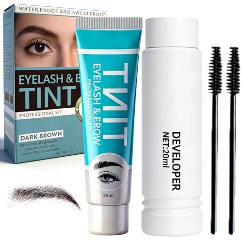 Kit de Teinture pour Cils et Sourcils, Teinture Sourcils Kit de Coloration, Teinture Cils et Brow Color de Formule Douce, Applications Rapides et Faciles pour Les Débutants,Noir