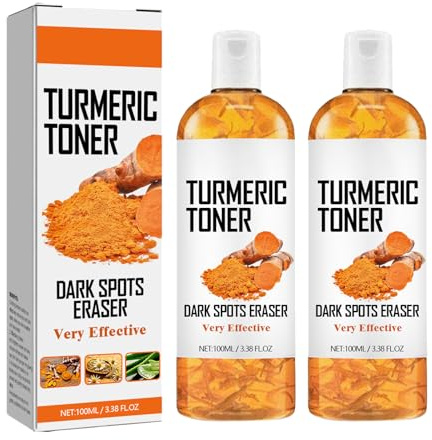 QPJUVC Kurkuma-Toner für Gesicht und Hals, Korrektur dunkler Flecken und Anti-Aging-Gesichtsserum mit Vitamin C, feuchtigkeitsspendende Feuchtigkeitscreme für einen gleichmäßigen Hautton (2)