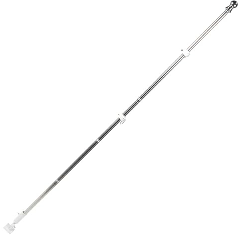 IWOWHERO Robuster Edelstahl fahnenmast Set Drehbar Inklusive Weißer Bodenhalterung und Halteösen Wetterfest Montagefreundlich für Garten Haus und Gewerbe