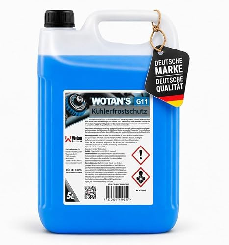 WWotan Solutions Wotan's 5L Kühlerfrostschutz G11 Gebrauchsfertig bis -35°C - Silikathaltiges Kühlmittel - Blau - Für Benzin & Diesel - Aluminiumverträglich (1x5L)