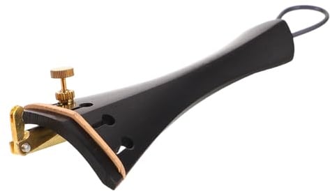 DEARMAMY Saitenhalter für 4/4 Violine aus Ebenholz mit Feinstimmern Geigen Saitenhalter Zubehör für Schüler und Professionelle Musiker Passgenaues Violinenteil für Reibungsloses Stimmen