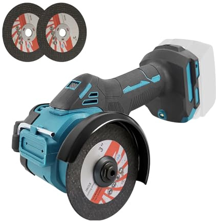 Borstlös Mini Vinkelslip Kompatibel med Makita 18V, 20000RPM 400W Trådlös Slipmaskin med 75mm Skivskivor för Skärning, Polering, Skarpning av Trä, Metall, Betong (Blå)