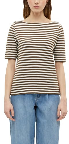 s.Oliver Gestreiftes Halbarmshirt im Slim Fit mit Flammgarn