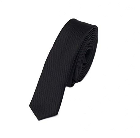 Fabio Farini - Herren Krawatte in 3cm Breite, einfarbige und elegante Schlipse für jeden Anlass wie Hochzeit, Konfirmation oder Business Schwarz