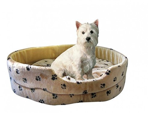 Silvio Design Hundeliege, Hunde-Schlafkissen, Hundekorb, Hundebett Silvio, Motiv: Pfotendessin Größe: L, Maße: ca. 62 x 70 x 20 cm