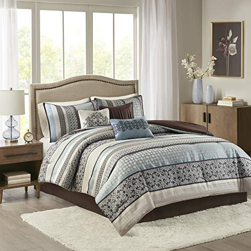 Madison Park Jacquard Traditional Damask Comforter Set, 7PC Cal King