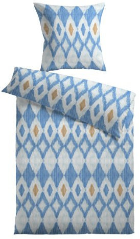 Mesana B-10792 Baumwoll - Bettwäsche Jersey Ikat 80 x 80 und 135 x 200 cm, blau