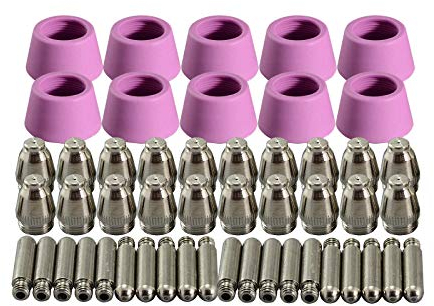 RIVERWELD SG-55 AG-60 Plasmaschneidbrenner Verbrauchsmaterial Zubehör Plasma Elektroden Düse Keramikkappen 60Amp Satz 50 Stück