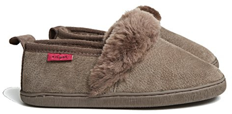 Reissner Lammfelle | Engel Hausschuhe Rhodos | Veloursleder | Innenfutter echtes Merino Lammfell | mit Fellkranz | 39 braun