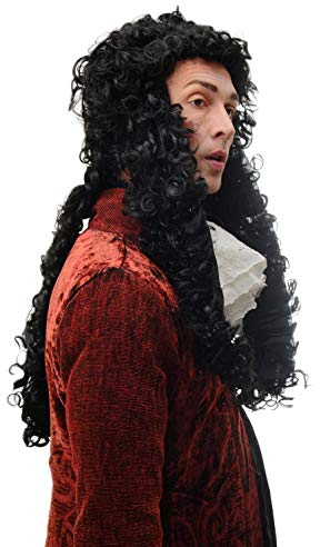 WIG ME UP - 90921-ZA103 Perücke Herren Karneval Barock Renaissance Adliger Lord Prinz König Louis XIV Ludwig Schwarz Lang Locken 70 cm