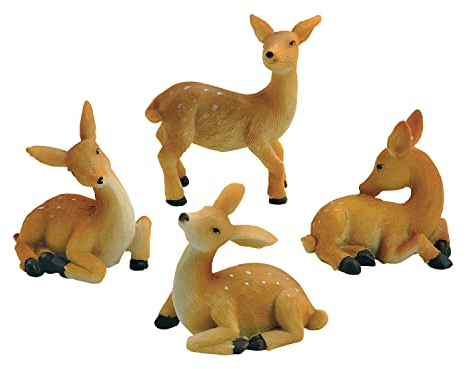 4 Rehkitz-Figur Deko Reh Kitz Miniatur 3D Bambi