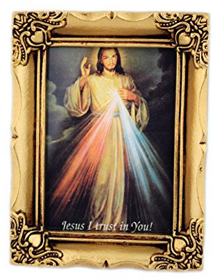 Venerare Wunderschönes gerahmtes Divine Mercy Print – 11,4 x 8,9 cm